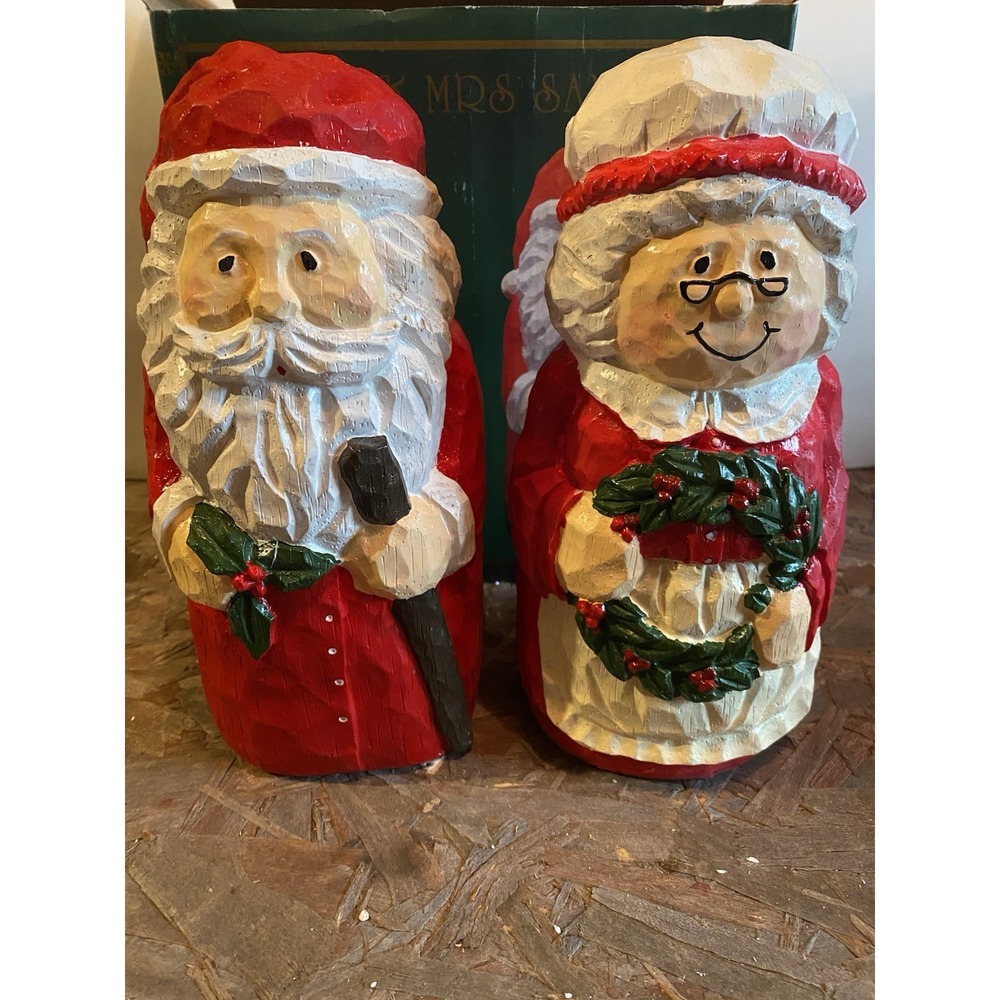 Vintage Cedar Creek Mr. & Mrs. Santa Claus Christmas Decor 10" Figurines NIB